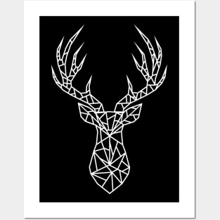 Geometry deer in white Posters and Art